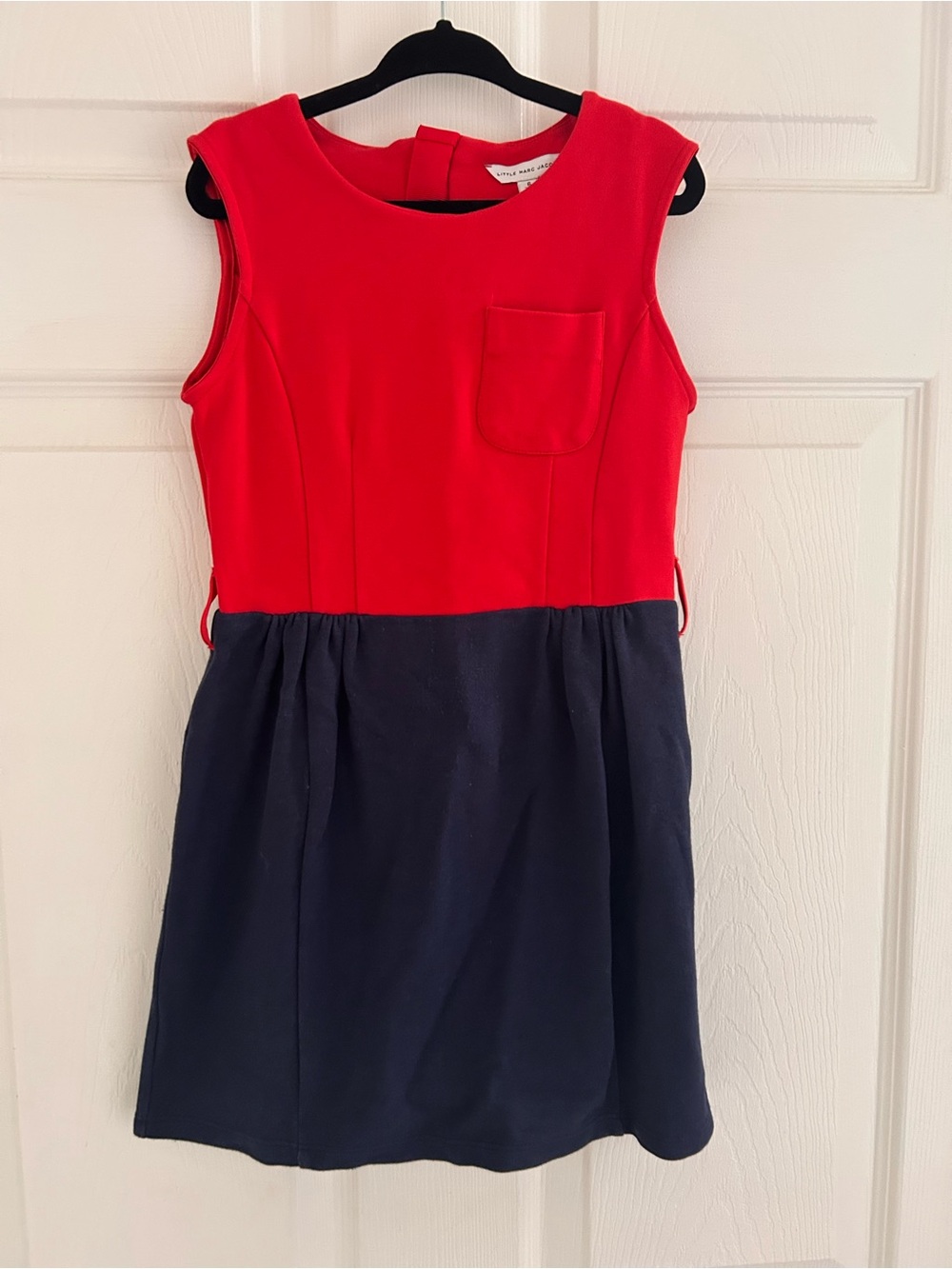 Little Marc Jacobs Red and Navy Sleeveless Pocket Dress